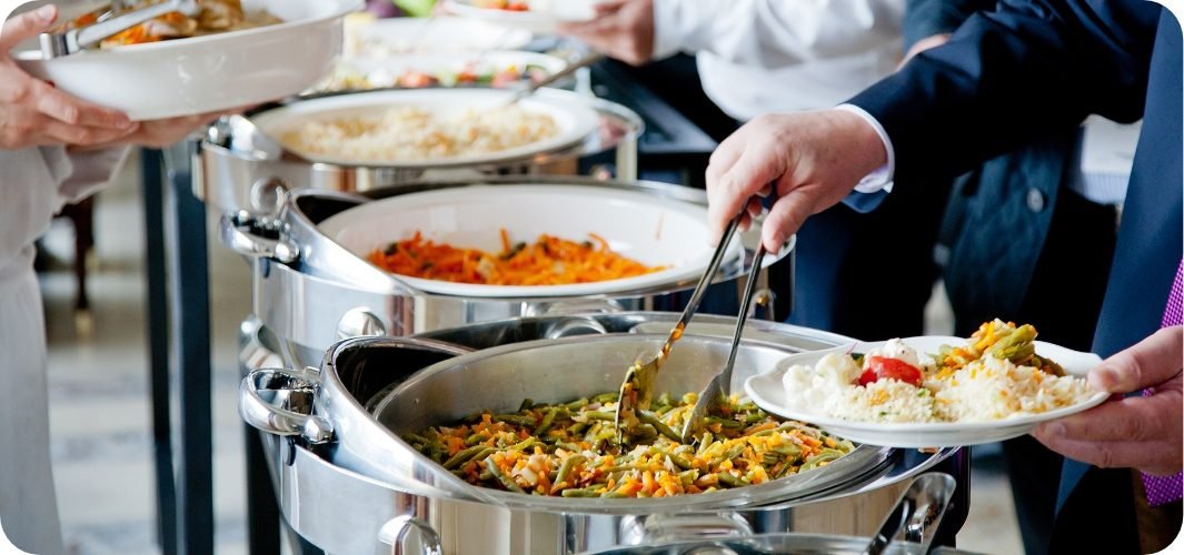 Corporate catering buffet spread by Kappayum Kootarum